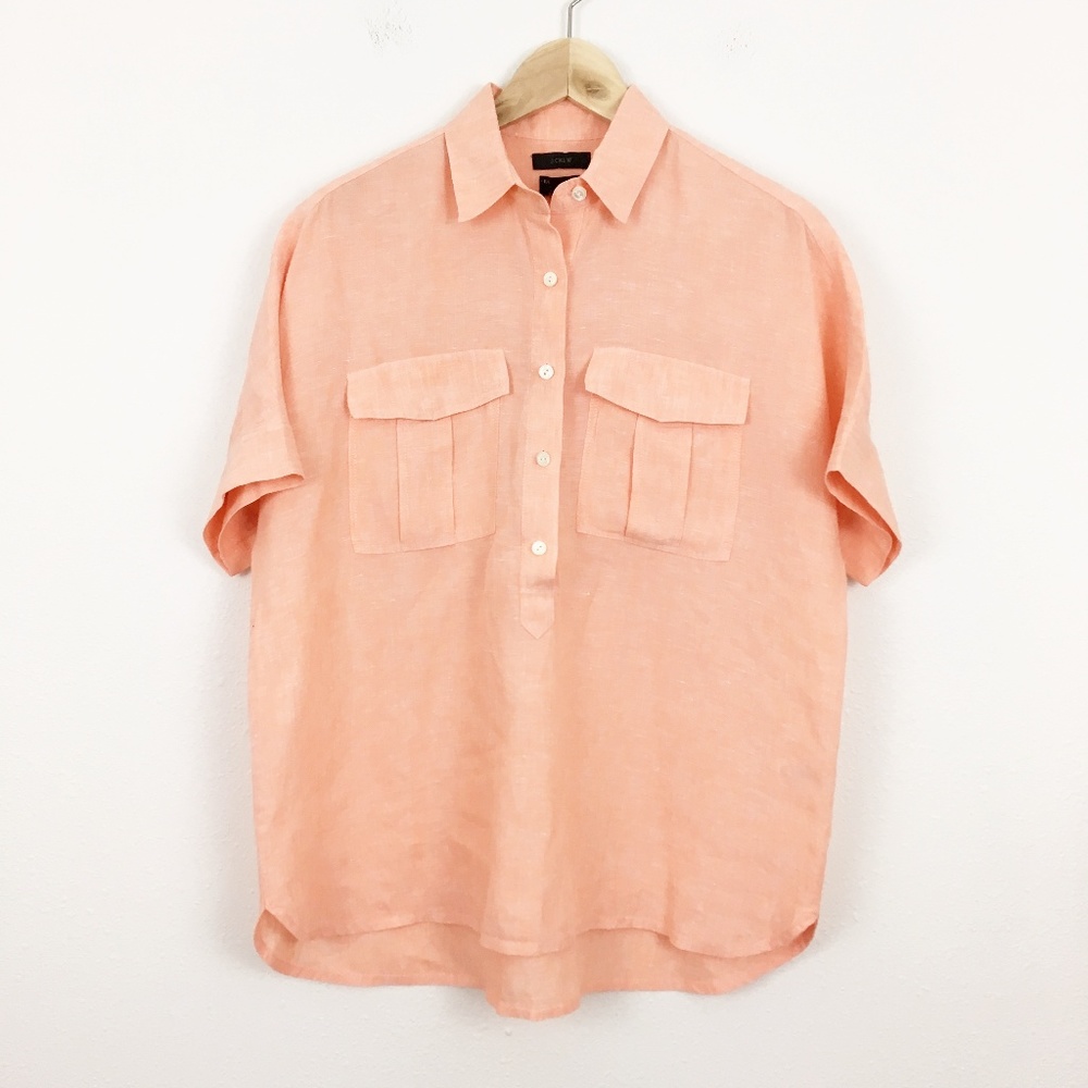 J Crew Baird McNutt Short Sleeve Linen Popover